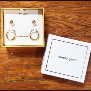 10k Gold Hoop and Stud Earring Set